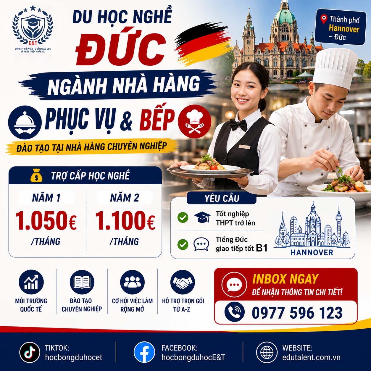🇩🇪 DU HỌC NGHỀ ĐỨC – NGÀNH NHÀ HÀNG (PHỤC VỤ & BẾP)