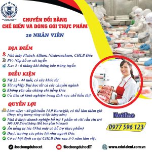 CHUYỂN ĐỔI BẰNG NHÂN VIÊN CHẾ BIẾN VÀ ĐÓNG GÓI THỰC PHẨM – CƠ HỘI ĐỊNH CƯ