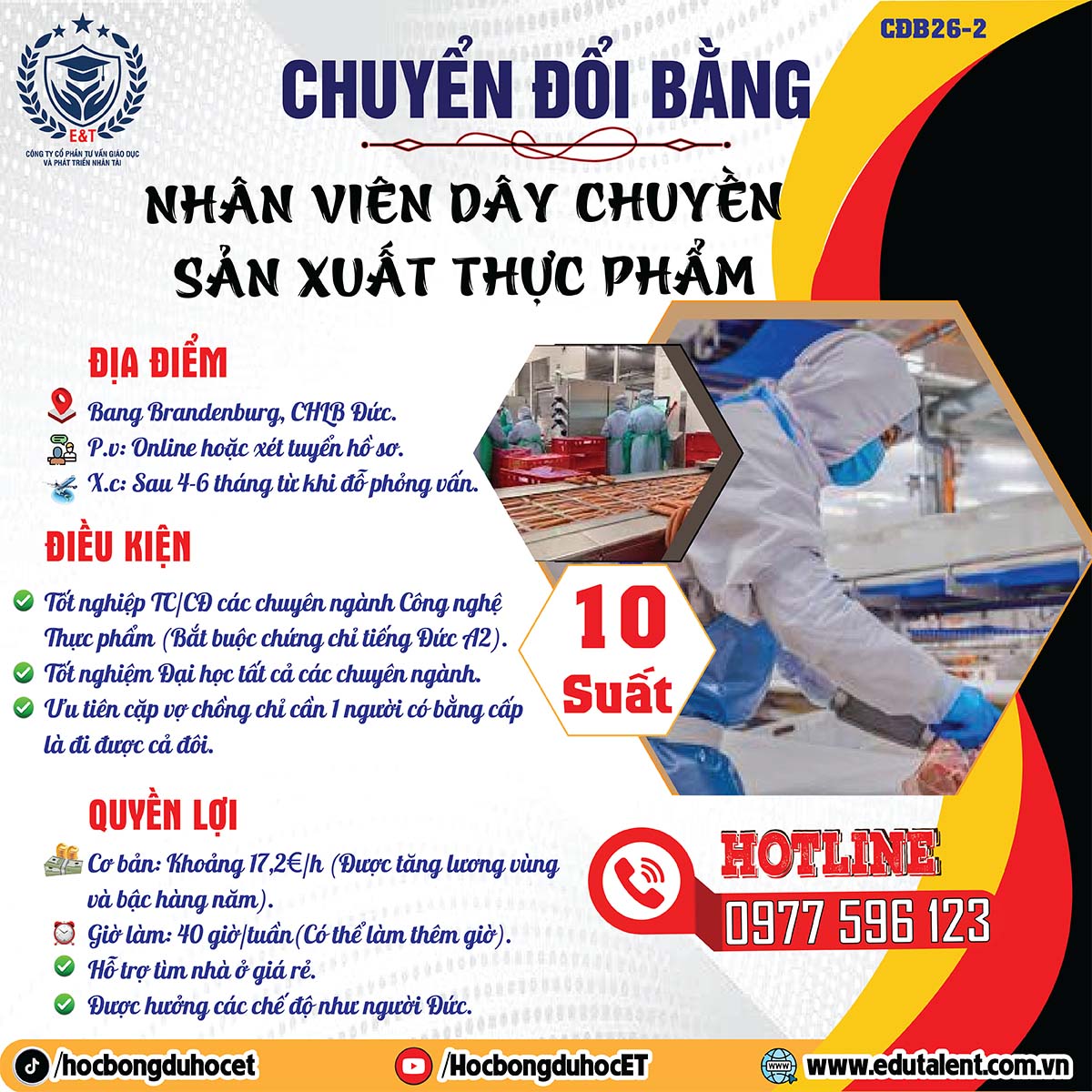 NHÂN VIÊN DÂY CHUYỀN SẢN XUẤT THỰC PHẨM TẠI ĐỨC