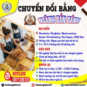 TUYỂN DỤNG CHUYỂN ĐỔI BẰNG NGÀNH BÁN BÁNH TẠI ĐỨC – THU NHẬP HẤP DẪN ĐẾN 3.000 EURO