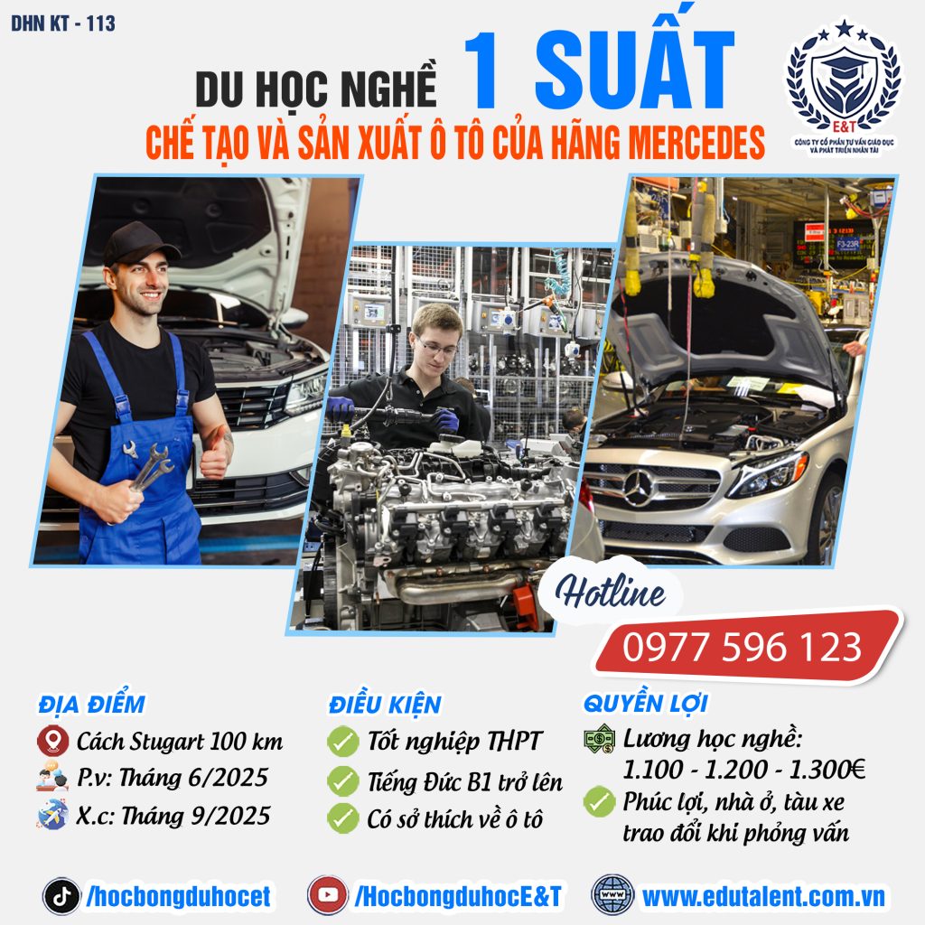 1 Cơ Hội Vàng: Du Học Nghề Tại Xưởng Ô Tô Mercedes