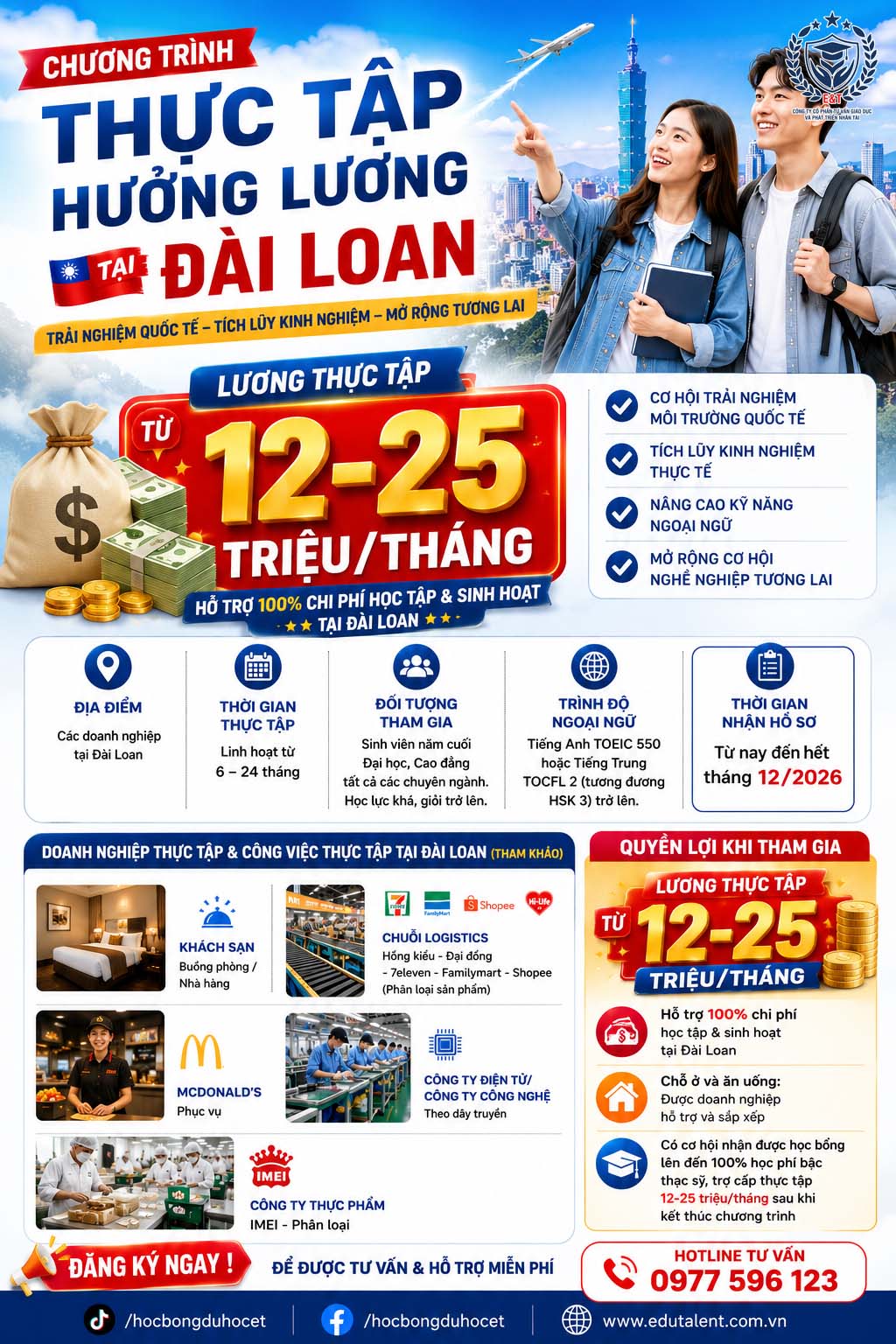 CHƯƠNG TRÌNH THỰC TẬP TẠI ĐÀI LOAN DÀNH CHO SINH VIÊN VIỆT NAM