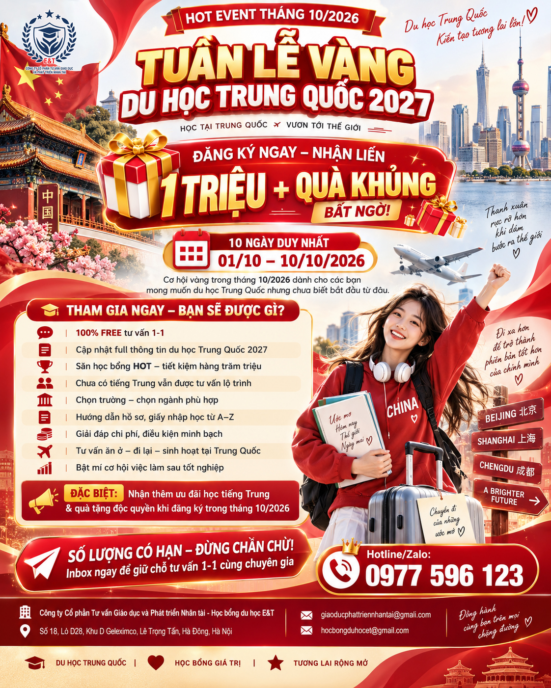 🔥 TUẦN LỄ VÀNG DU HỌC TRUNG QUỐC 2027