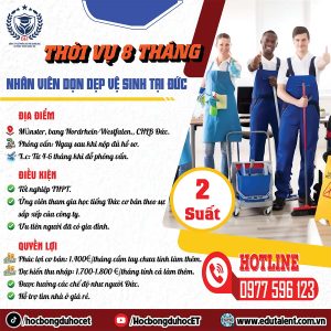 Tuyển Lao Động Thời Vụ 8 Tháng Tại Đức: Việc Làm Dọn Dẹp Vệ Sinh Lương Cao Tại Münster