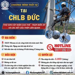 🇩🇪 CHƯƠNG TRÌNH THỜI VỤ TẠI CHLB ĐỨC – TUYỂN THỢ SƠN CỘT ĐIỆN CAO THẾ, TRẠM BIẾN ÁP VÀ KẾT CẤU THÉP