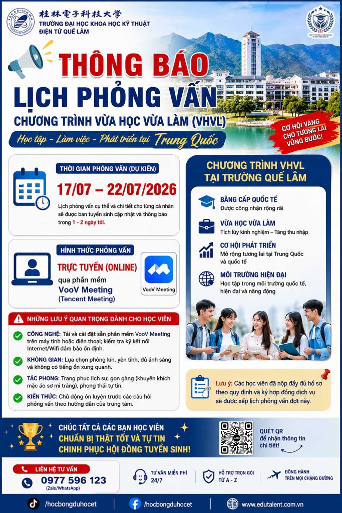 LỊCH PHỎNG VẤN CHƯƠNG TRÌNH VỪA HỌC VỪA LÀM
