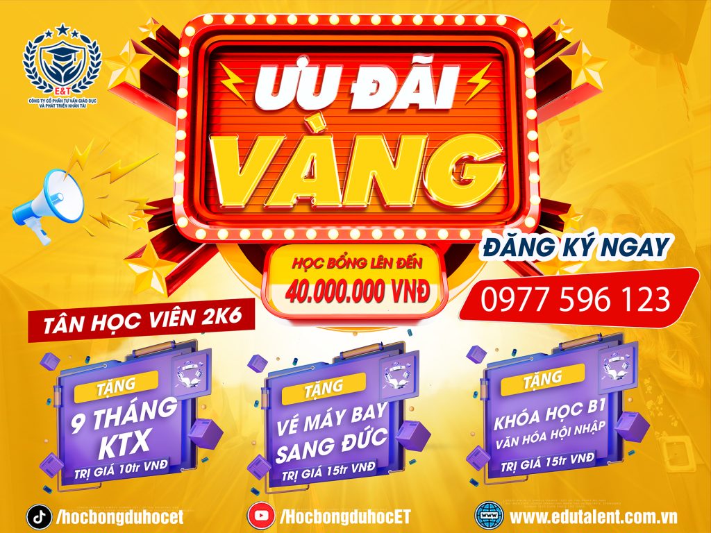 QUÀ TẶNG SIÊU ƯU ĐÃI KHI THAM GIA DU HỌC NGHỀ ĐỨC CÙNG HỌC BỔNG DU HỌC E&T