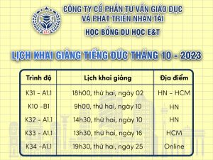 LỊCH KHAI GIẢNG TIẾNG ĐỨC