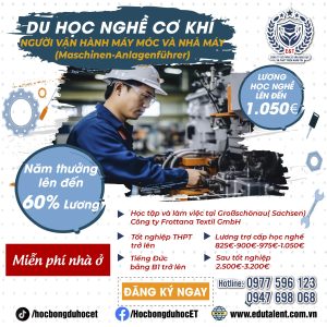 DU HỌC NGHỀ CƠ KHÍ TẠI ĐỨC - VẬN HÀNH MÁY MÓC NHÀ MÁY