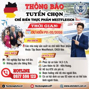 CHUYỂN ĐỔI BẰNG NGÀNH CHẾ BIẾN THỰC PHẨM WESTFLEISCH (CHLB ĐỨC)