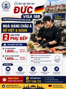 🇩🇪 CƠ HỘI LÀM VIỆC TẠI ĐỨC – NGÀNH NHÀ HÀNG