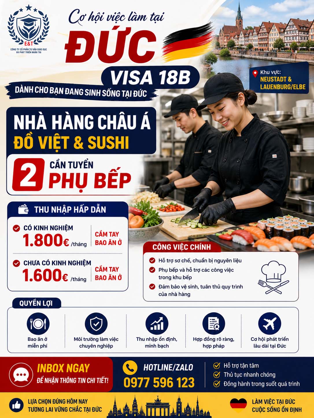 🇩🇪 CƠ HỘI LÀM VIỆC TẠI ĐỨC – NGÀNH NHÀ HÀNG