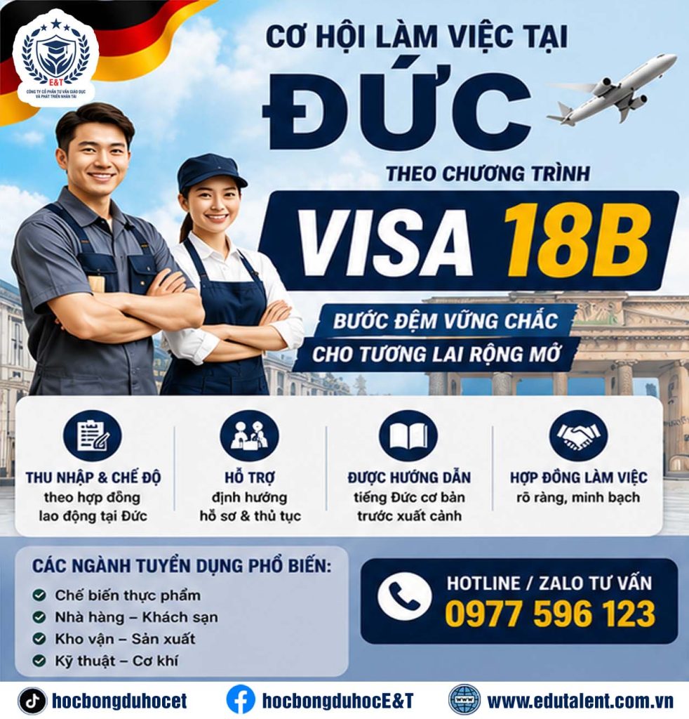 🇩🇪 CƠ HỘI LÀM VIỆC TẠI ĐỨC THEO CHƯƠNG TRÌNH VISA 18B