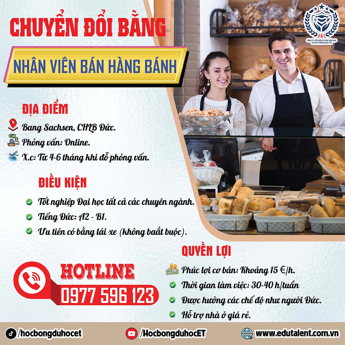 TUYỂN 02 NỮ NHÂN VIÊN BÁN BÁNH TẠI BANG SACHSEN, ĐỨC – VISA 18B