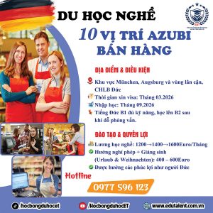 🇩🇪 Du Học Nghề Bán Hàng tại Đức 2026: Cơ Hội Việc Làm Ổn Định, Lương Hấp Dẫn! 💸