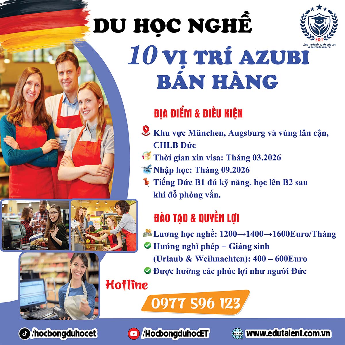 🇩🇪 Du Học Nghề Bán Hàng tại Đức 2026: Cơ Hội Việc Làm Ổn Định, Lương Hấp Dẫn! 💸
