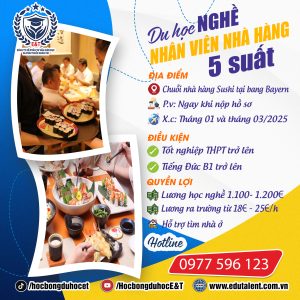 BAYERN (CHỦ VIỆT) 5 SUẤT DU HỌC NGHỀ NV NHÀ HÀNG (REFA) CHUỖI NHÀ HÀNG SUSHI TẠI ĐỨC