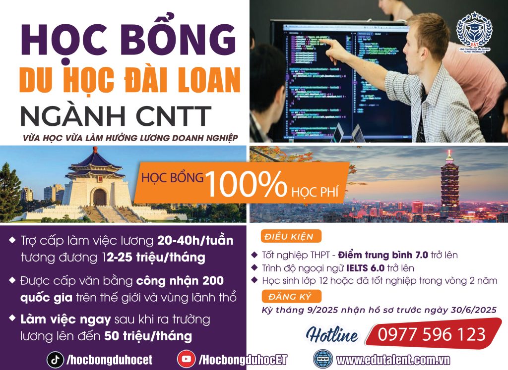 🎉 CHƯƠNG TRÌNH HỌC BỔNG NGÀNH CÔNG NGHỆ THÔNG TIN - DU HỌC ĐÀI LOAN