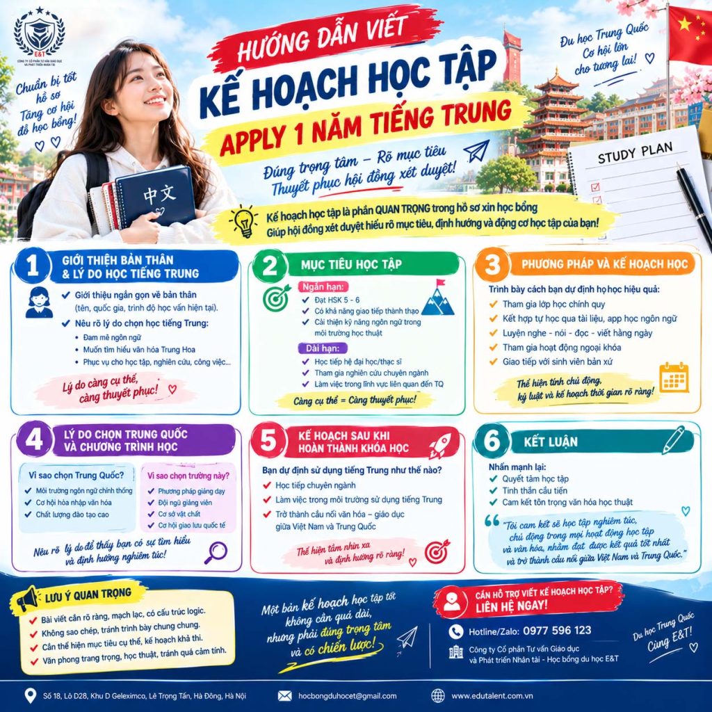  HƯỚNG DẪN VIẾT KẾ HOẠCH HỌC TẬP APPLY 1 NĂM TIẾNG TRUNG 