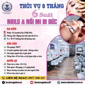 Tuyển Dụng Gấp: 6 Suất Đi Đức Làm Nails & Nối Mi (Thời Vụ 8 Tháng)