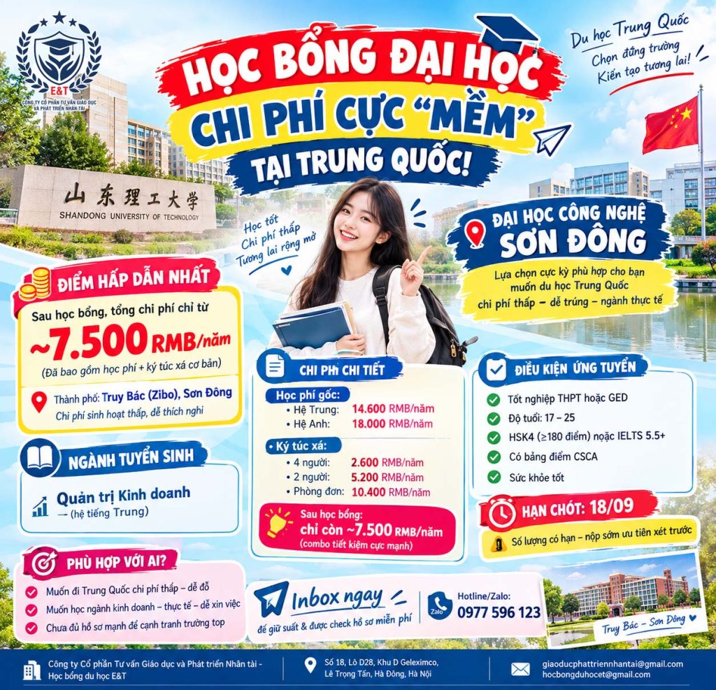 🚨 HỌC BỔNG ĐẠI HỌC – CHI PHÍ CỰC “MỀM” TẠI TRUNG QUỐC!
