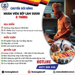CHUYỂN ĐỔI BẰNG NHÂN VIÊN ĐẦU BẾP LÀM SUSHI TẠI NÜRNBERG, BANG BAYERN 🇩🇪