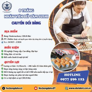 CHUYỂN ĐỔI BẰNG NHÂN VIÊN ĐẦU BẾP LÀM SUSHI TẠI BANG NIEDERSACHSEN 🇩🇪