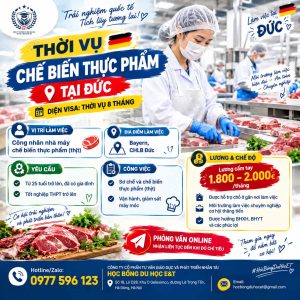 🏭 THÔNG TIN LÀM VIỆC NGẮN HẠN TẠI ĐỨC – NGÀNH CHẾ BIẾN THỰC PHẨM
