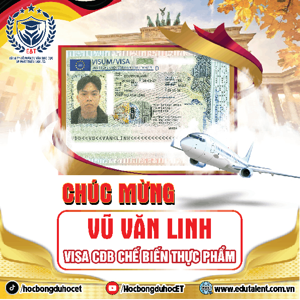 🎉 CHÚC MỪNG VŨ VĂN LINH NHẬN VISA 18B CHẾ BIẾN THỰC PHẨM TẠI ĐỨC 🇩🇪