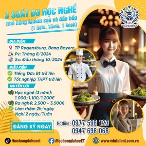 🌟 SlÊU TỐC 3 SUẤT DU HỌC NGHỀ NHÀ HÀNG KHÁCH SẠN VÀ ĐẦU BẾP TẠI CHLB ĐỨC